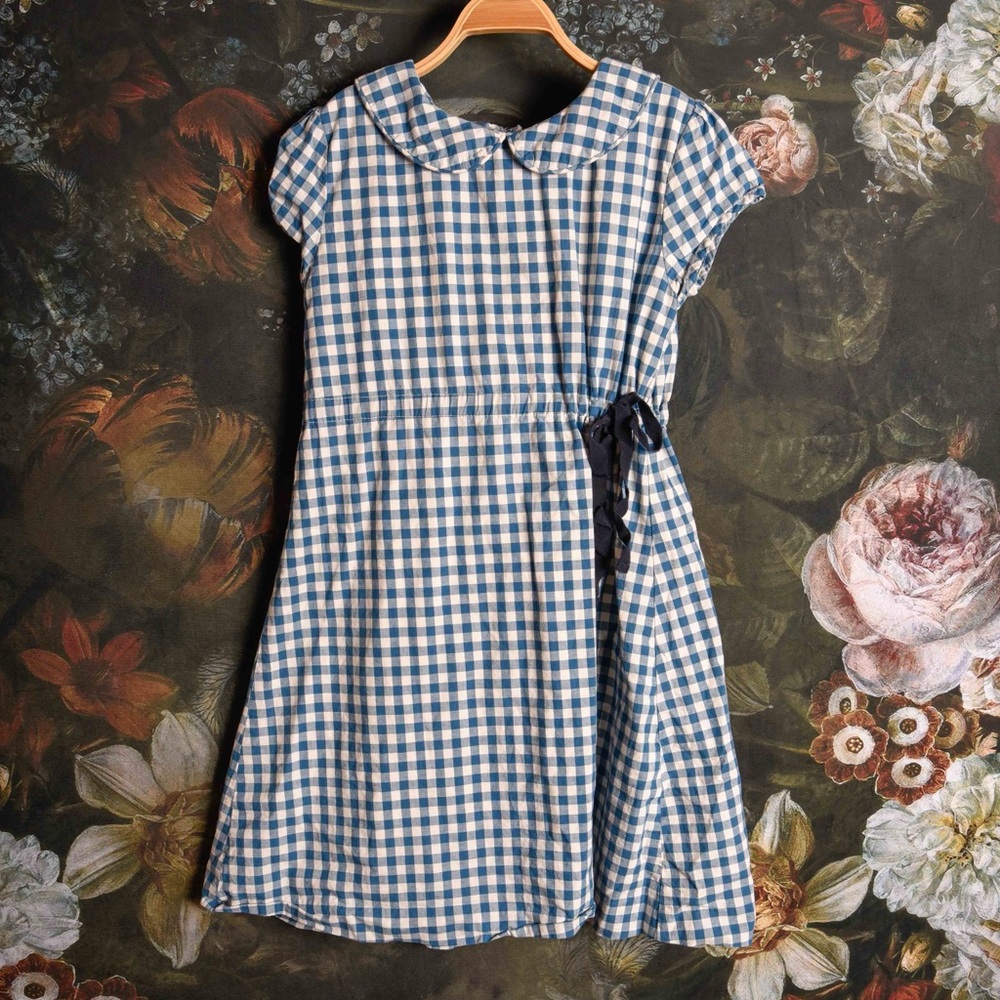 Olive Juice peter pan collar blue/white plaid dress size 8 years